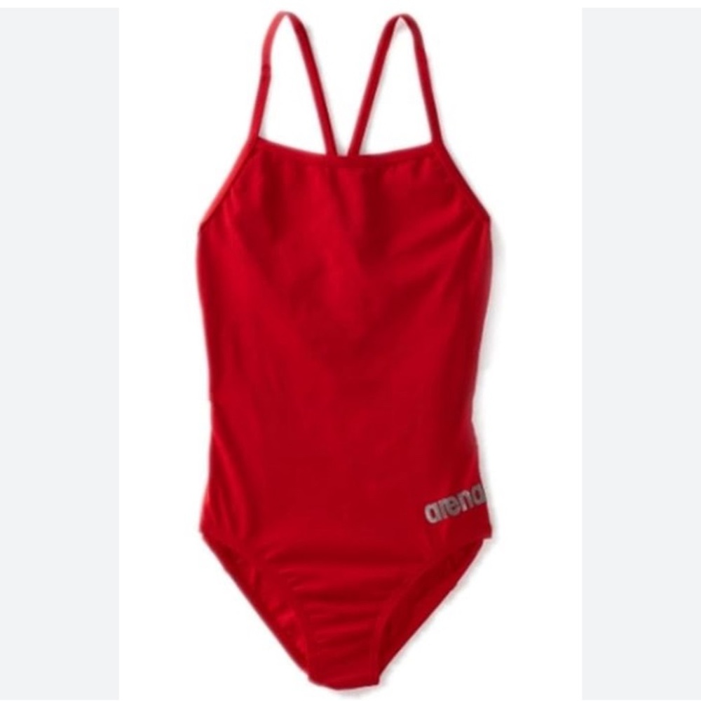 NWT ARENA Red Master Junior Team Solid 1 peice Tech Back Style,MaxLife fabric 24